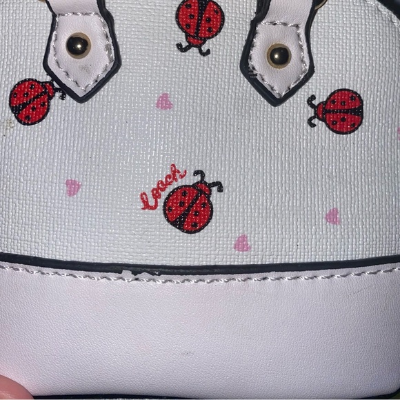 Mini Coach leather bag with ladybugs and hearts zipper closure - Picture 3 of 4
